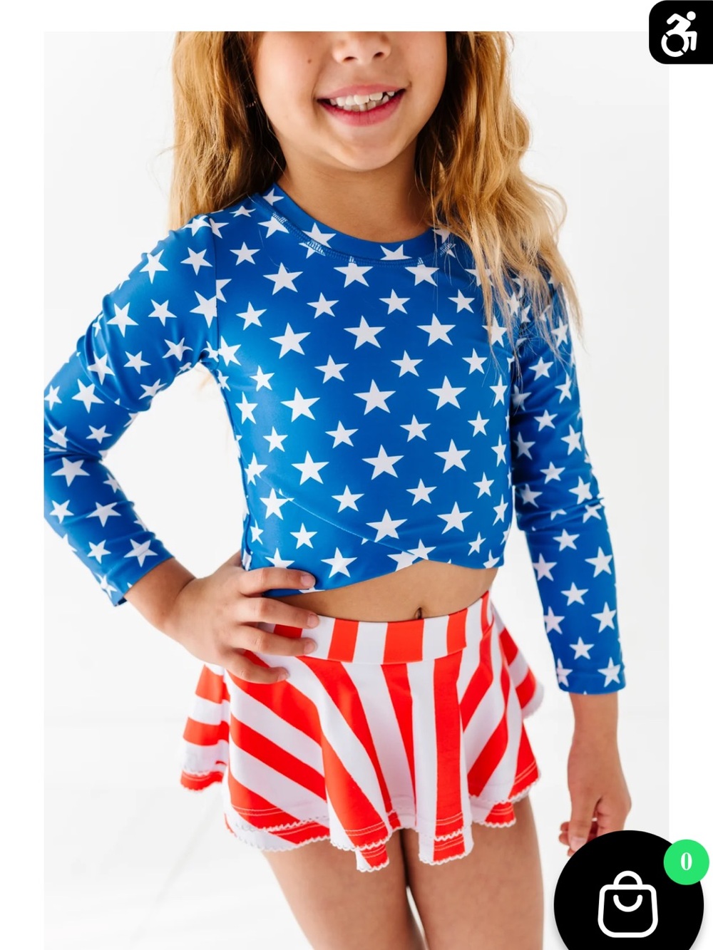 Girls' Blue Star Long-Sleeve swim suit, made for Molly